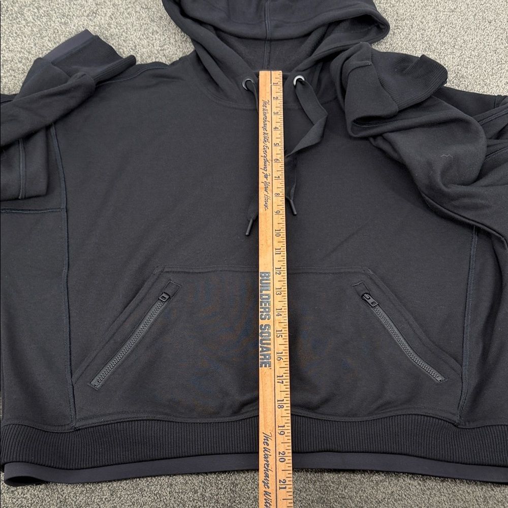Athleta Hoodie Wm Small **(READ) Recover Black Pullover Cropped Zipper Pockets - Picture 9 of 10